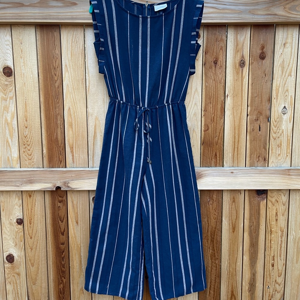 Navy blue striped jumpsuit